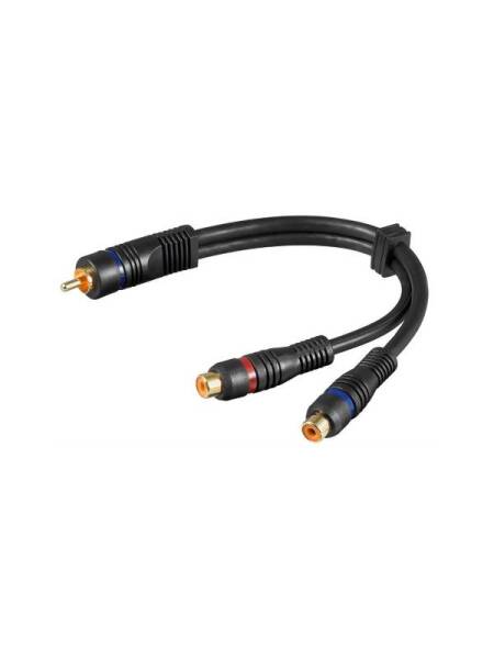 Cablu Audio Goobay 1x RCA (T) la 2x RCA (M) 0.2m Negru