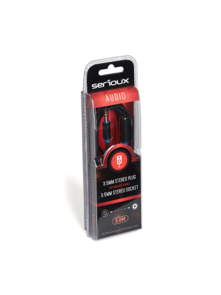 Cablu Audio Serioux 1x 3.5mm Jack (T) la 1x 3.5mm Jack (M) 3m Negru