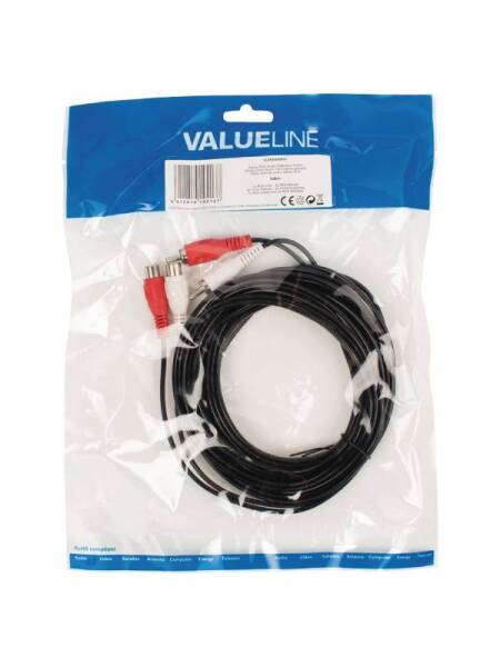 Cablu Audio Valueline 2x RCA (M) la 2x RCA (T) 5m Negru