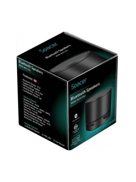 Boxa Portabila Spacer SPB-S10-BT Bluetooth V3.0, Neagra